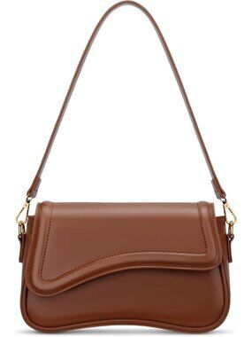 〽️Women's Dark Brown PU leather Hobo Trendy Cute Mini Clutch Purses Shoulder Bag